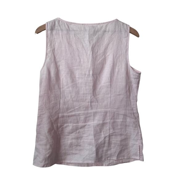 SUSAN BRISTOL 100% Linen Top Size M Embroidered Summer Beach Lagenlook Coastal - Picture 6 of 8